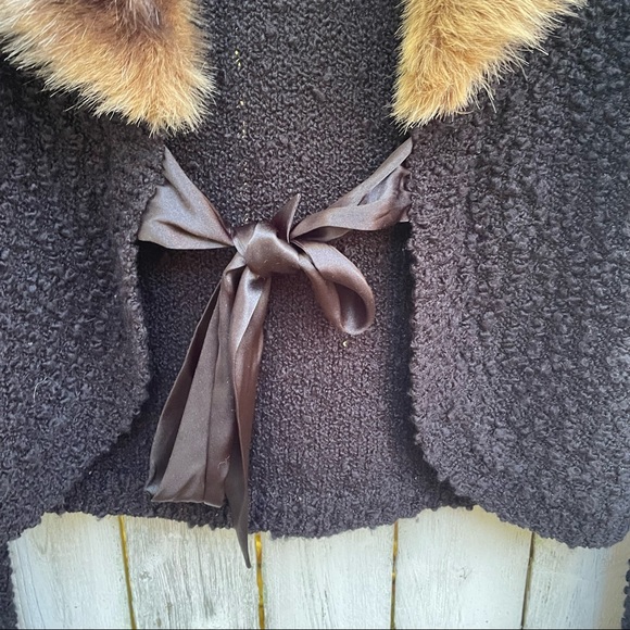 Intuitions black cardigan faux fur M vintage style - Picture 2 of 6